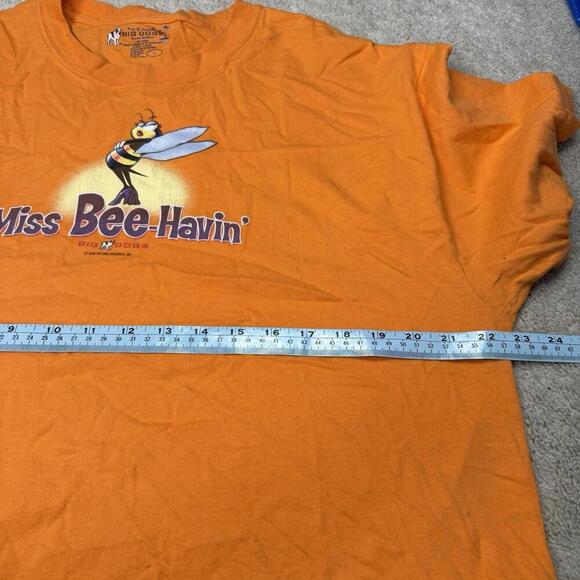 Vintage Big Dogs Miss Bee-Havin T-Shirt Orange Men Size L Funny Graphic Tee Y2K - Picture 6 of 6